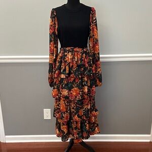Baltic Born Black and Autumn Floral Dress